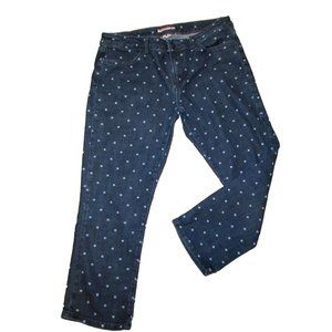 Tommy Hilfiger Cropped Ankle Polka Dot Jeans, Size 6, Blue Denim, EUC